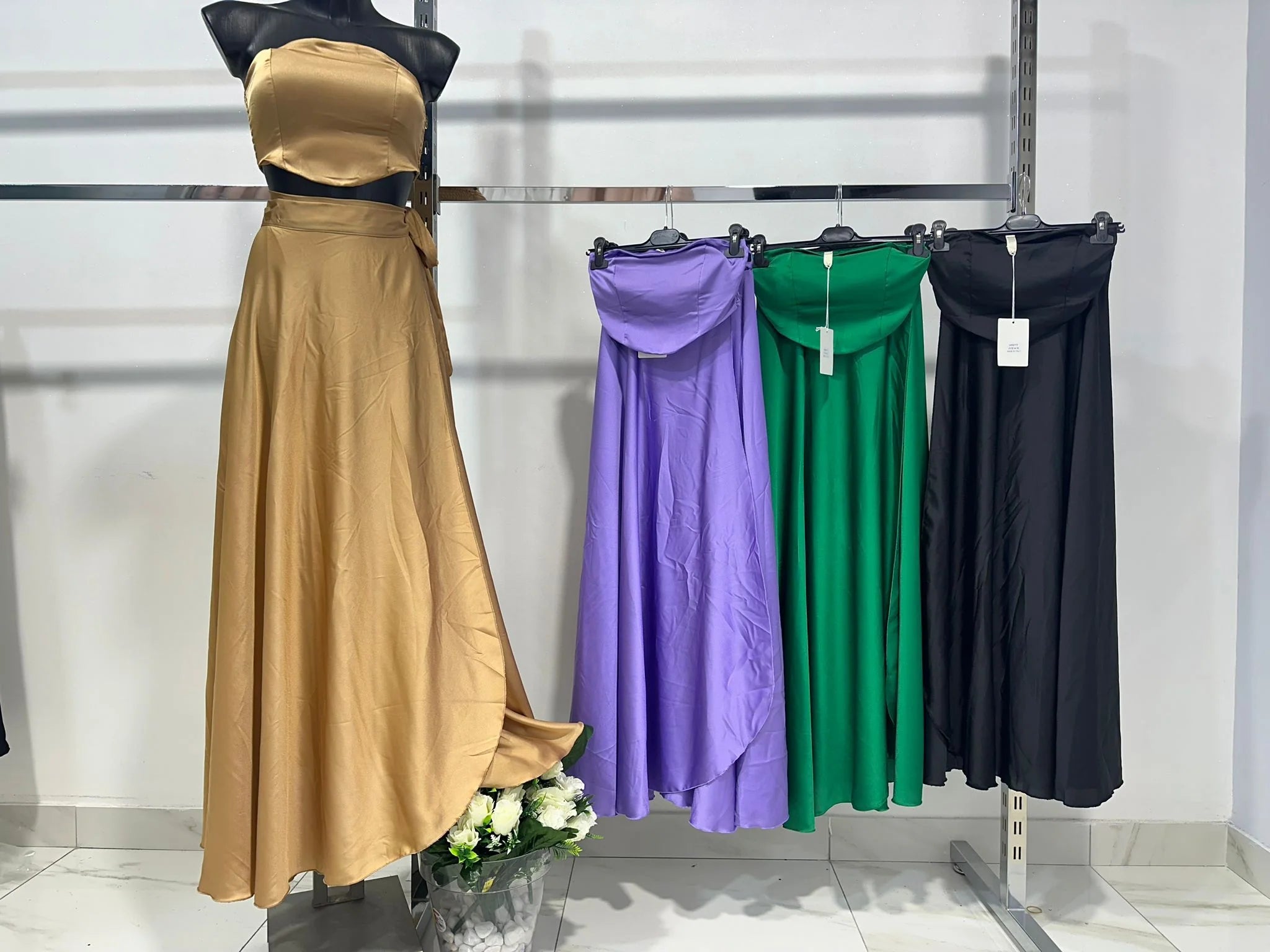 Satijnen Wikkelrok Set
